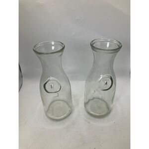 Vintage Stolzle Since 1882 Glass Carafe Water‎ Pitcher Set of 2 Clear